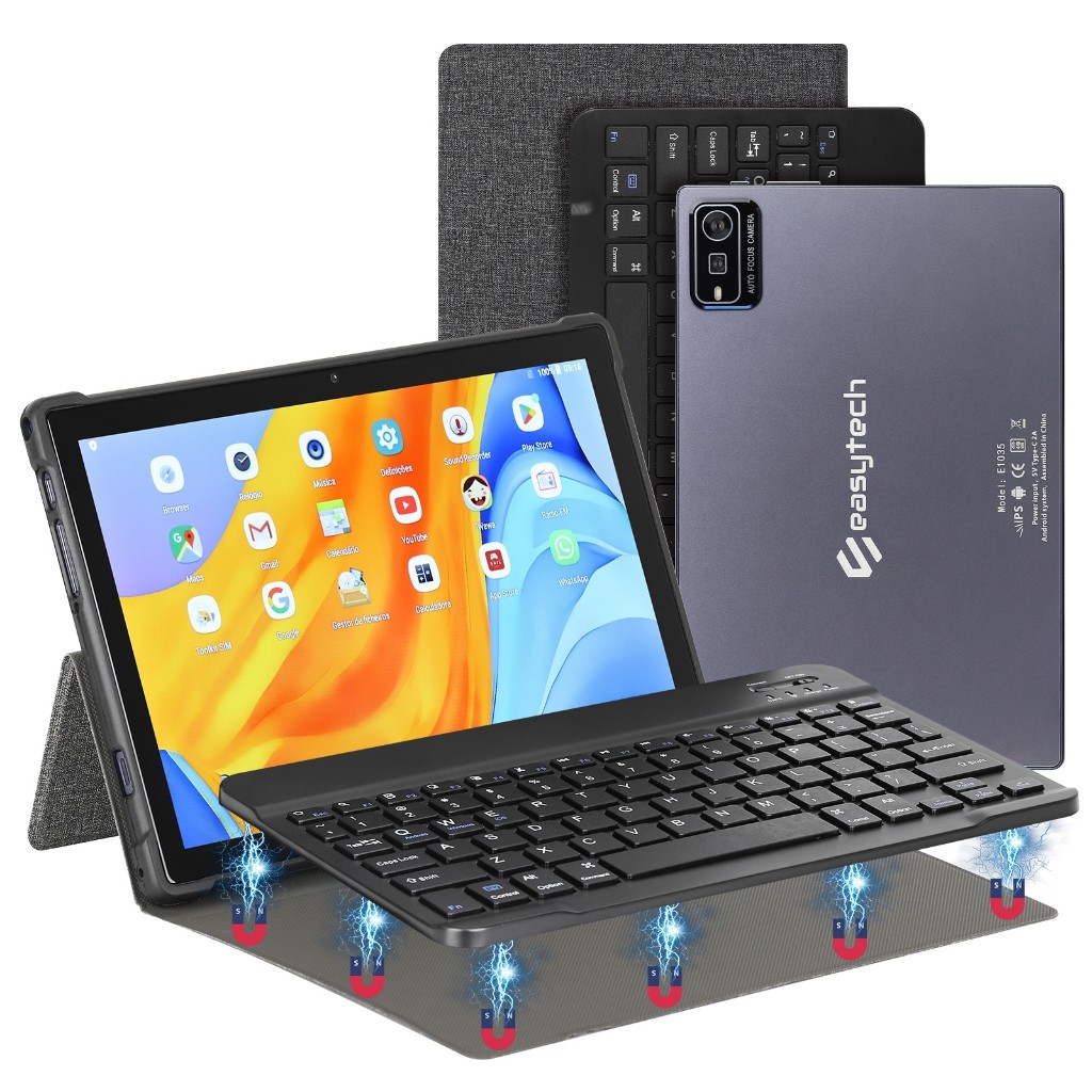Tablet De 10.1 Polegadas Com Slot Para Chip De Teclado Android 13.0 6GB RAM 128 + Case 6000mAh
