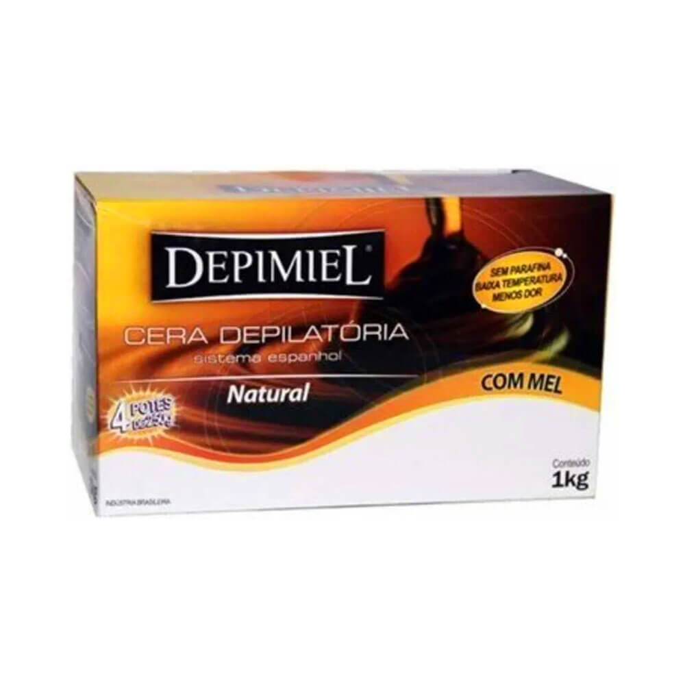 Cera Depilatória Depimiel Natural com 4 Potes 1kg em Oferta na Shopee