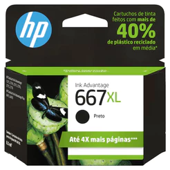 Cartucho HP 667XL Original 3YM81AB Preto p/ Deskjet 2376, 2776, 6476, 5076, 5276