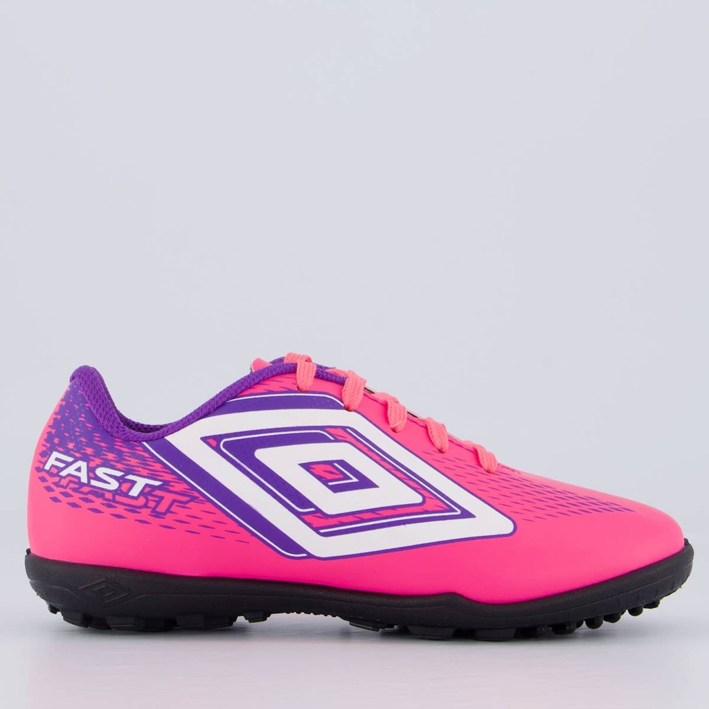 Chuteira Umbro Fast II Society Juvenil Rosa e Roxa em Oferta na Shopee