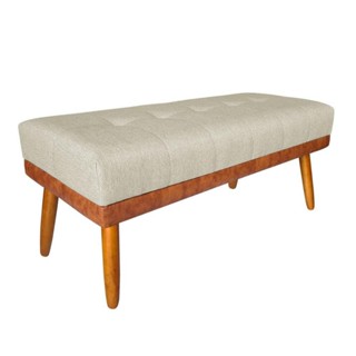 Banco Estofado Roma 120cm Courissimo Nozes-linho Bege - Inova Decorações em Oferta na Shopee
