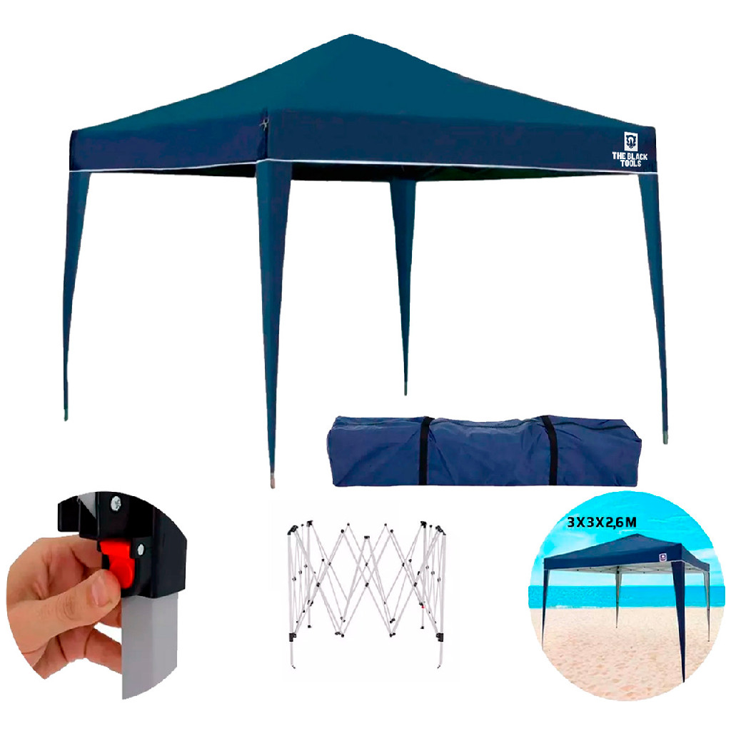 Tenda Gazebo Sanfonado Articulada Dobrável 3 Por 3 Metros Com Mala Transporte The Black Tools em Oferta na Shopee