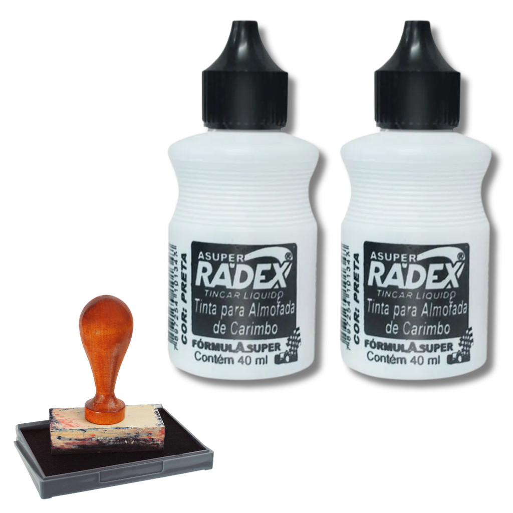 Kit 2 Uni Tinta Preta Para Almofada De Carimbo Secagem Rápida Alto Rendimento