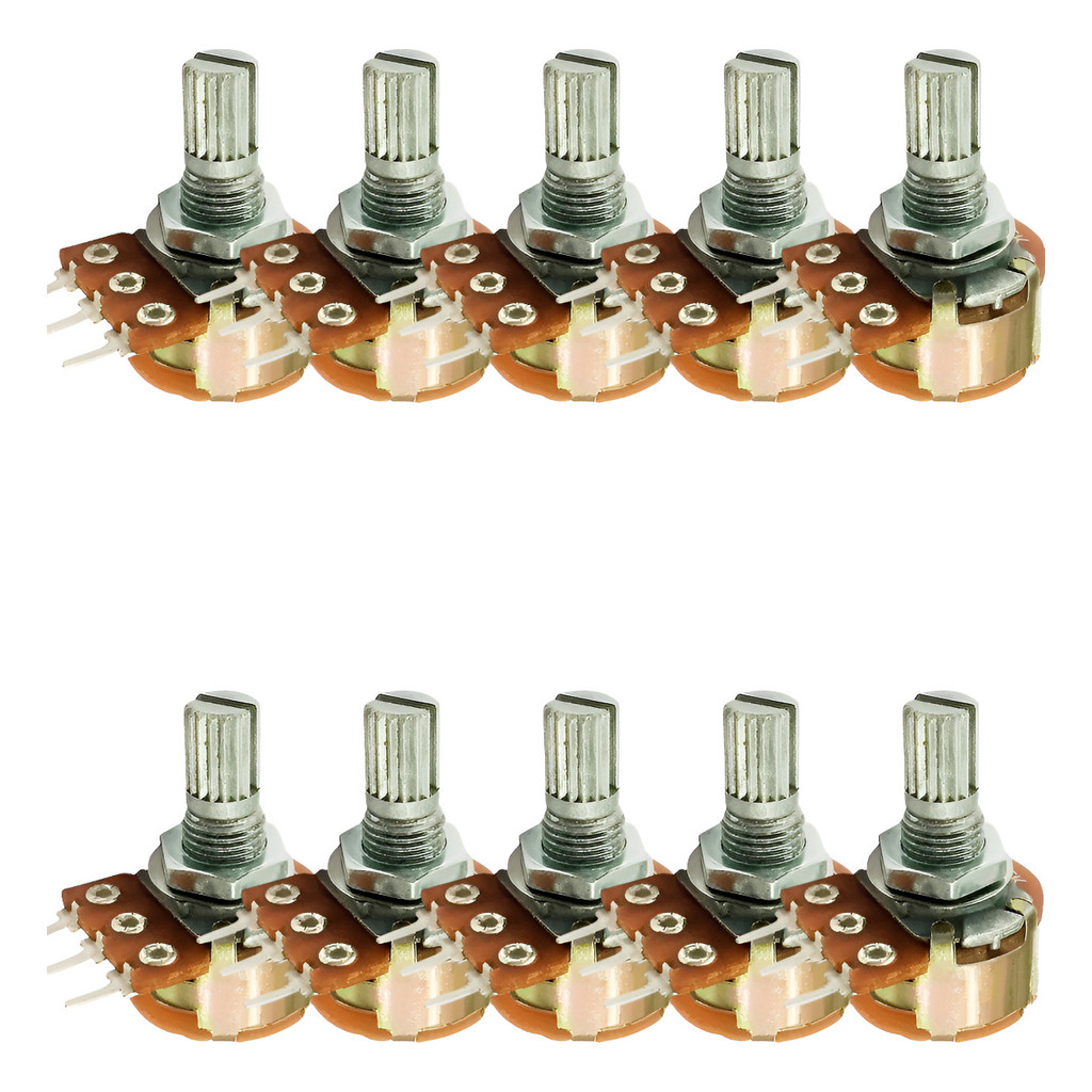Potenciômetro Rotativo Wh160-b 10k L15mm  3t Com Chave Kit 10 Peças