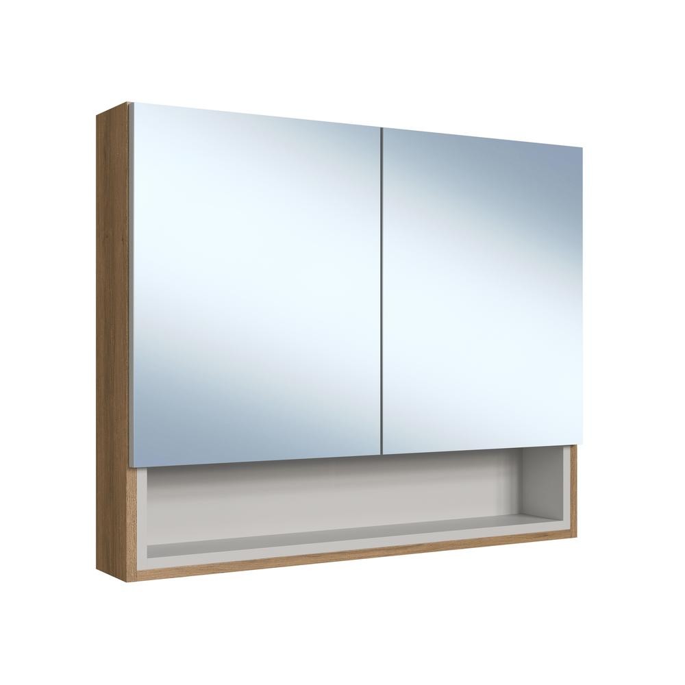 Armário Espelheira para Banheiro 2 Portas 1 Nicho Mel/Arenas Helena ES8240 - Faema Móveis em Oferta na Shopee