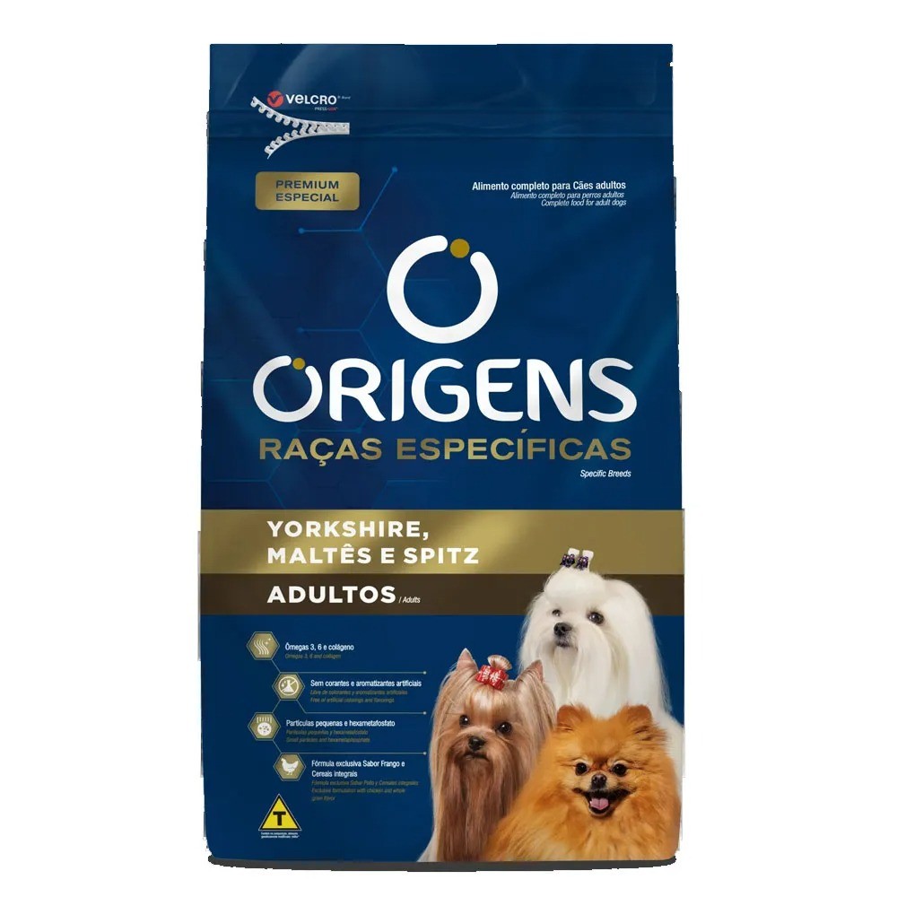 RAÇÃO ORIGENS CÃES ADULTOS YORKSHIRE, MALTÊS E SPITZ 3KG