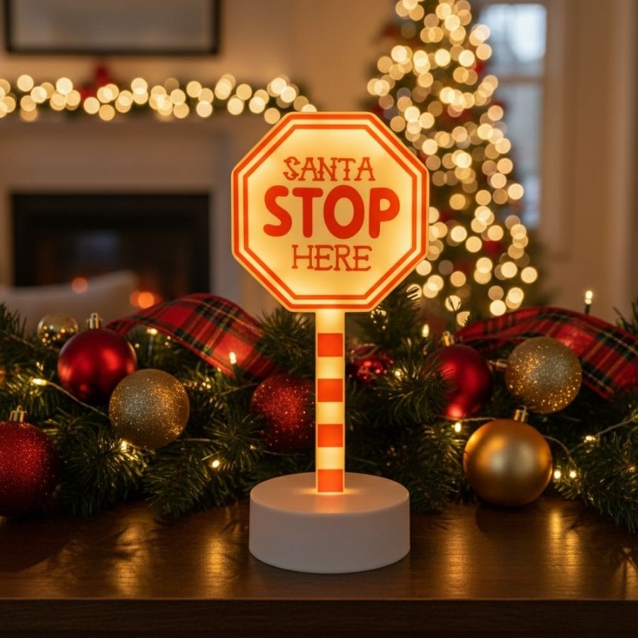 Luminária de Natal - "Santa Stop Here" -  27cm - 1 unidade - Rizzo