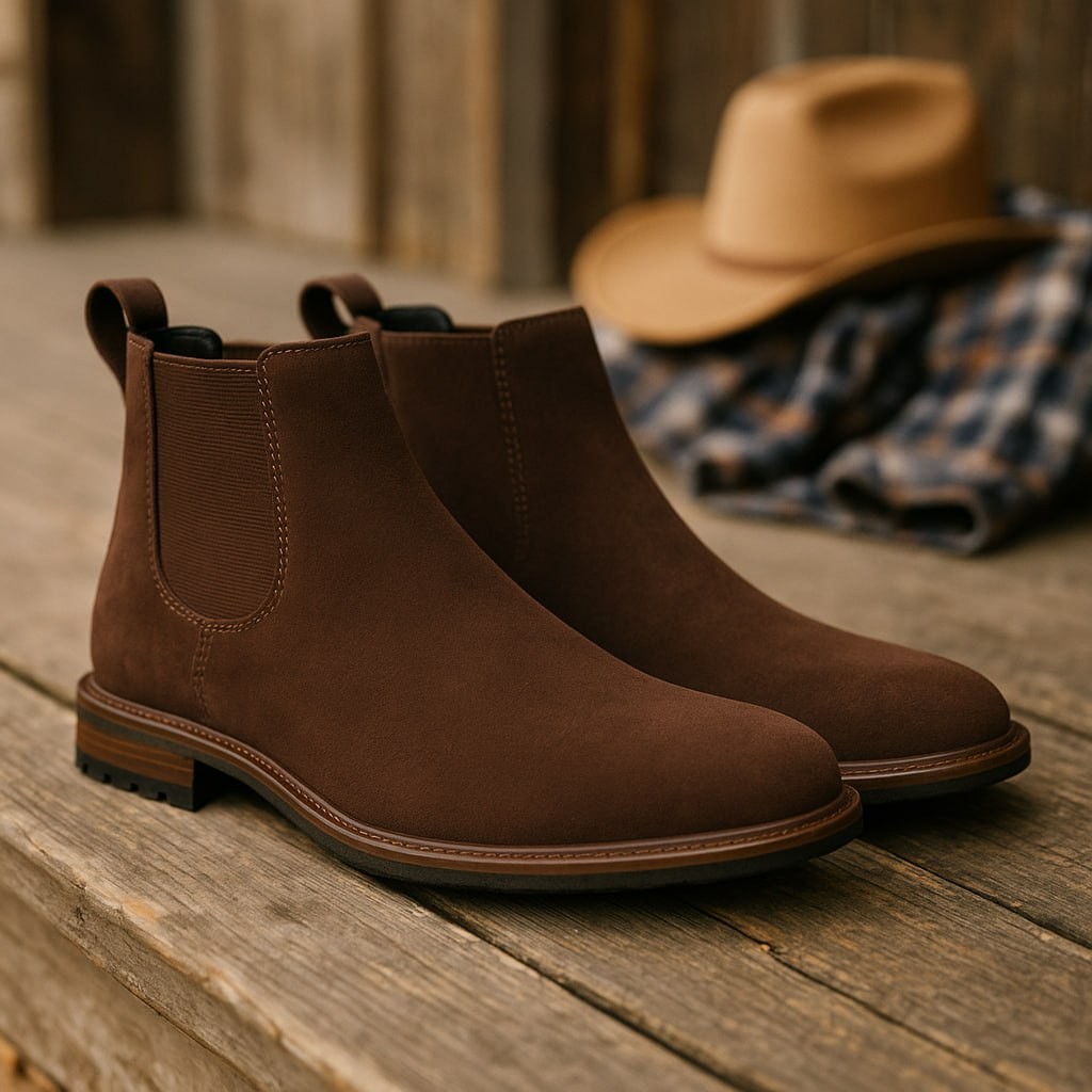 Botina Chelsea Masculina de Camurça Bota Confortável para Trabalho Social e Uso Casual no Dia a Dia