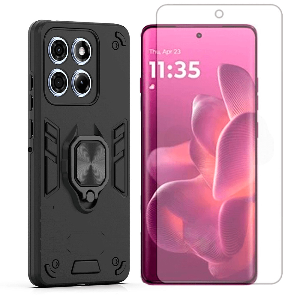 Capa Anel Armor Para Motorola Edge 60 Pro +Pelicula Hidrogel