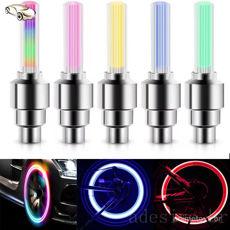 Tampas de Válvula de Pneu LED Flash Neon Universal à Prova d'Água Acessórios para Motocicleta Bicicleta Carro