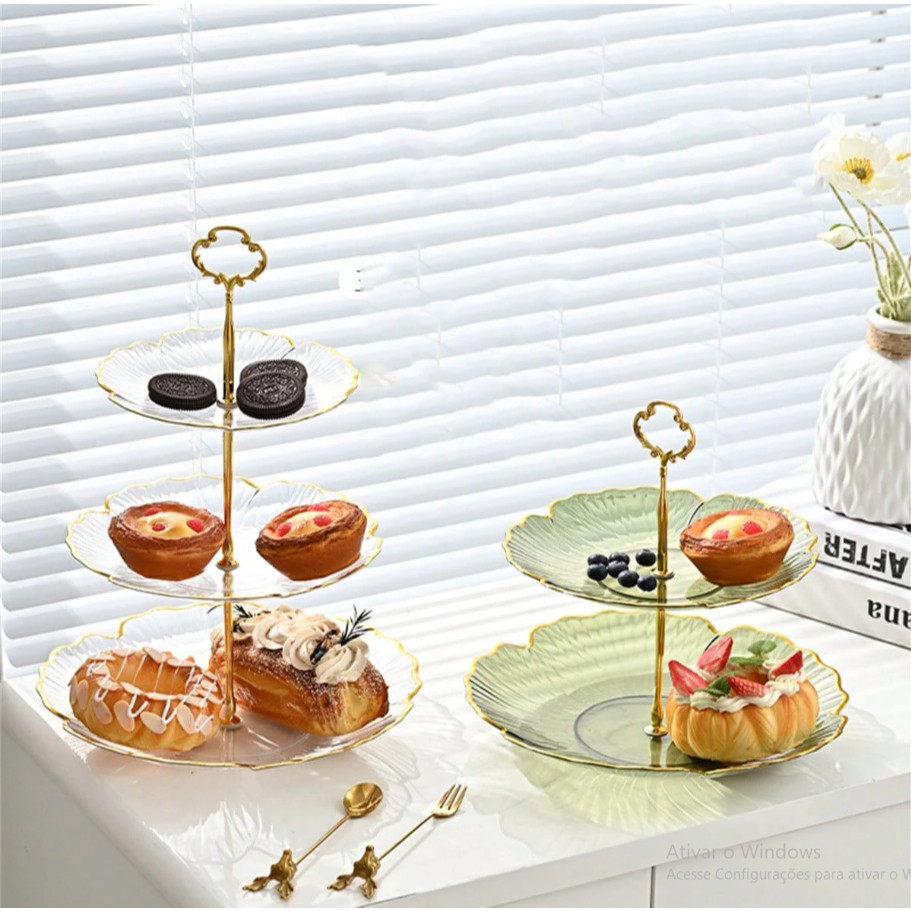 Suporte de Doces e Petiscos de 2 e 3 Andares – Decorativa para Mesa Posta, Festas e Chá da Tarde em Oferta na Shopee