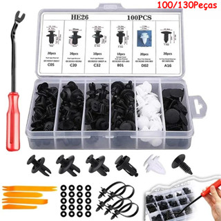 Kit 100/130 Fixador Automático Clipe Mista Corpo Do Carro Push Pino Retentor Rebite Parar Guarnimento Da Porta Painel em Oferta na Shopee