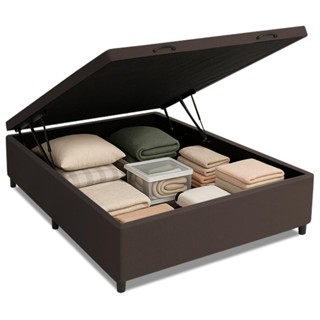 Cama Box com Baú Casal 1,38m com 41cm de Altura Prince Suede Marrom em Oferta na Shopee