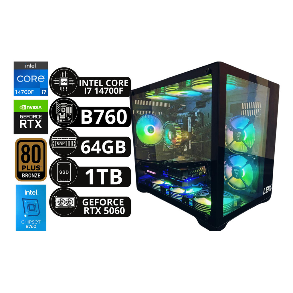 Pc Gamer Intel I7-14700f 64gb Ddr4 Rtx 5060 8gb Nvme 1tb