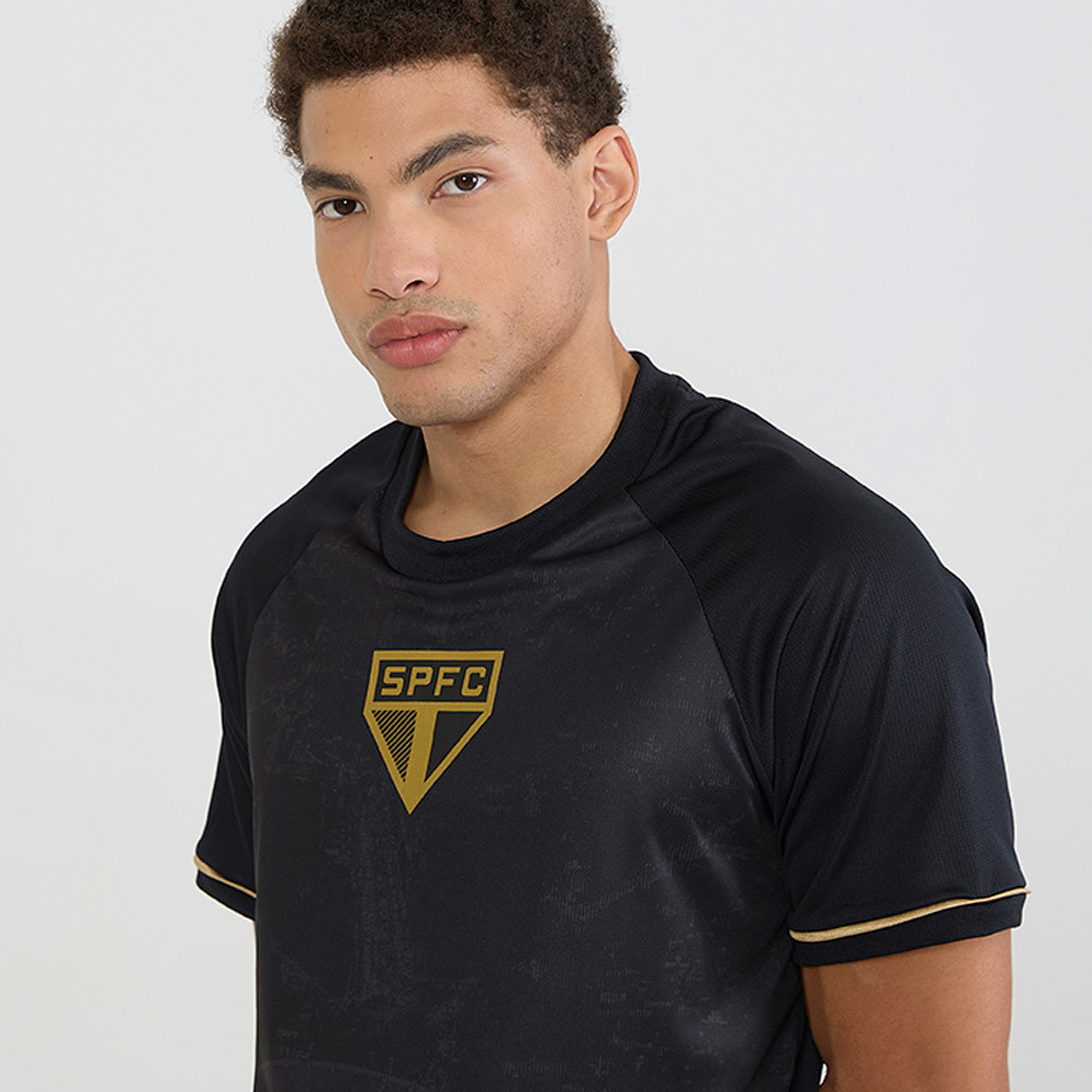 Camisa São Paulo Gold Dry Preta Masculina Oficial