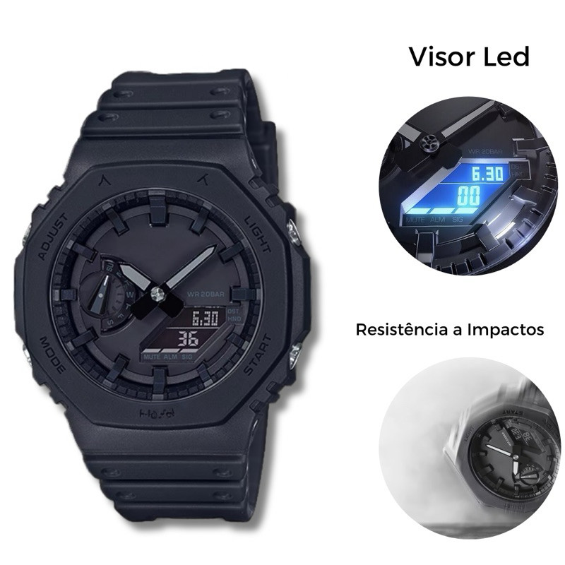 Mega Promoção de Black Friday Relógio Unissex Militar Esportivo Visor Duplo  À Prova de Impacto Visor LED Envio Imediato