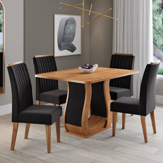 Conjunto para Sala de Jantar com 4 Cadeiras Inspirare Preto/Mel em Oferta na Shopee