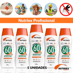 Kit 5 Protetores Nutriex FPS60 Repelente 120ml Proteção Solar Alta + Repelência