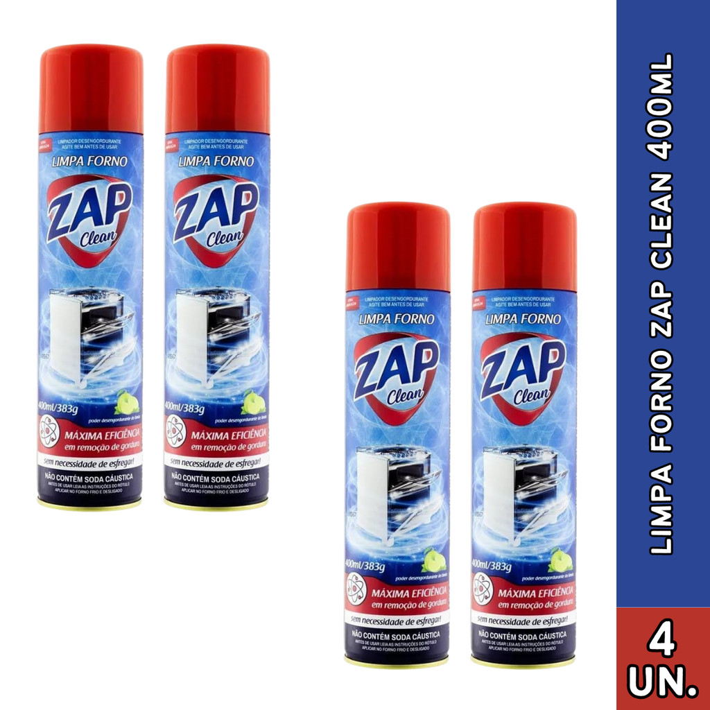 Limpa Forno Zap Clean Spray 400ml Escolha a Quantidade em Oferta na Shopee