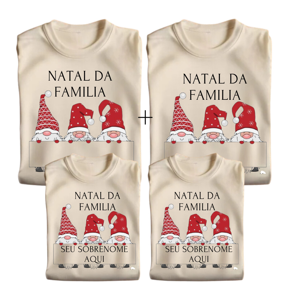 Kit 3 ou mais Camisetas  Personalizadas Natal da Família (Sobrenome) Merry Christmans Fest...
