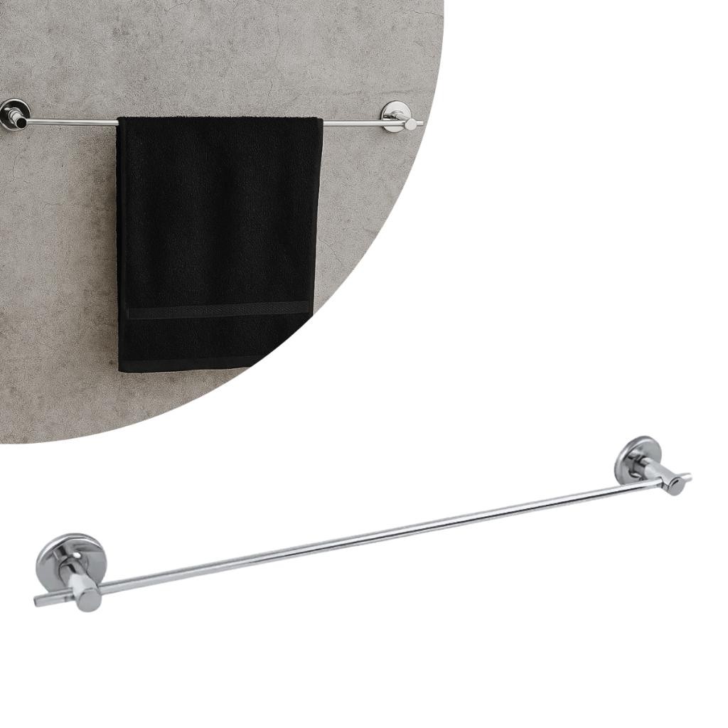 Suporte Toalha Veneza Inox 45cm Montagem Parede Cromado Prateado