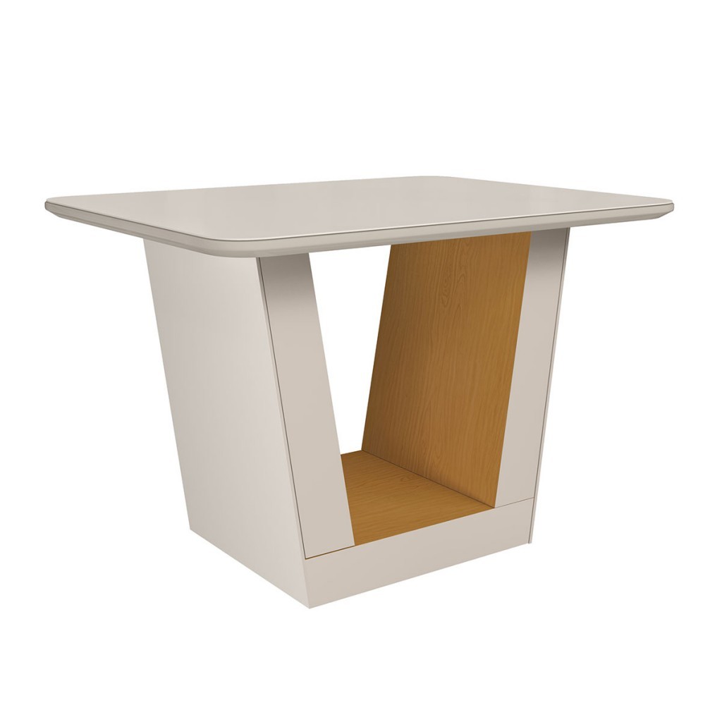 Mesa de Madeira 120 Cm Viena com Vidro Off White/Nature - Art Panta