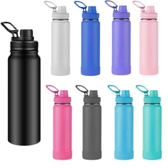 Garrafa Inox Térmica 800ml c/ Isolamento Térmico Frio 12h Quente 8h Ideal p/ Estudos Trilhas Trabalho Fitness Academia