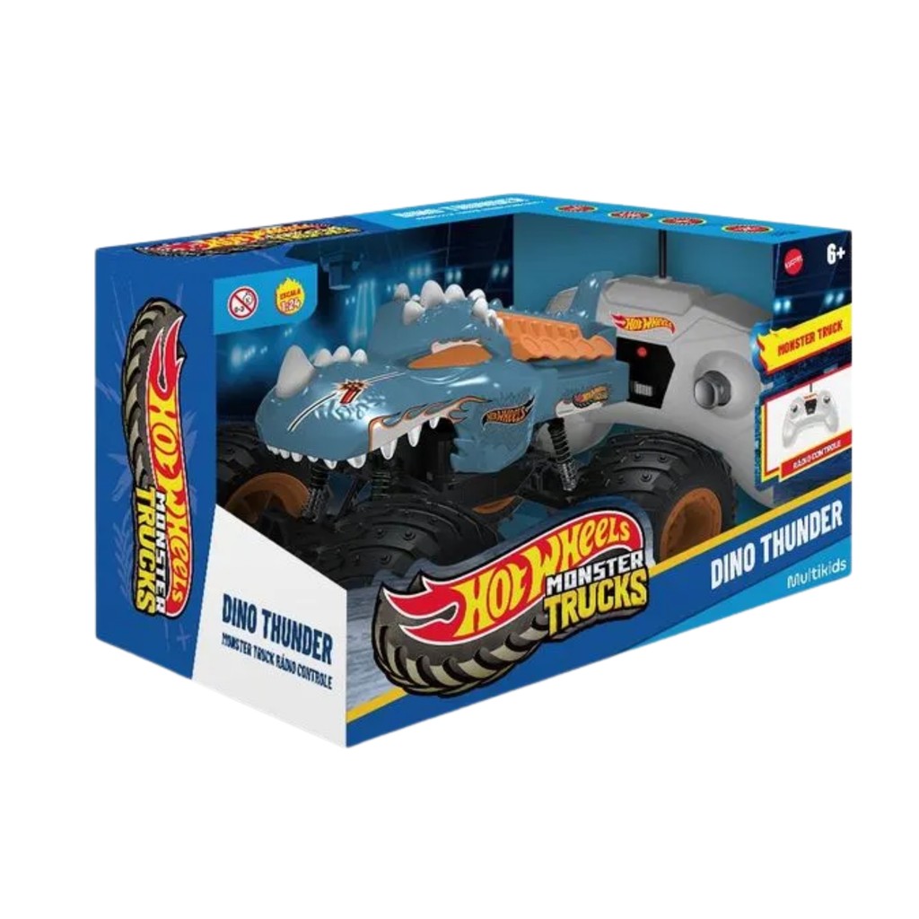Brinquedo Carrinho de Controle Remoto Hot Wheels Monster Truck Dino Thunder Multikids - BR2531 em Oferta na Shopee