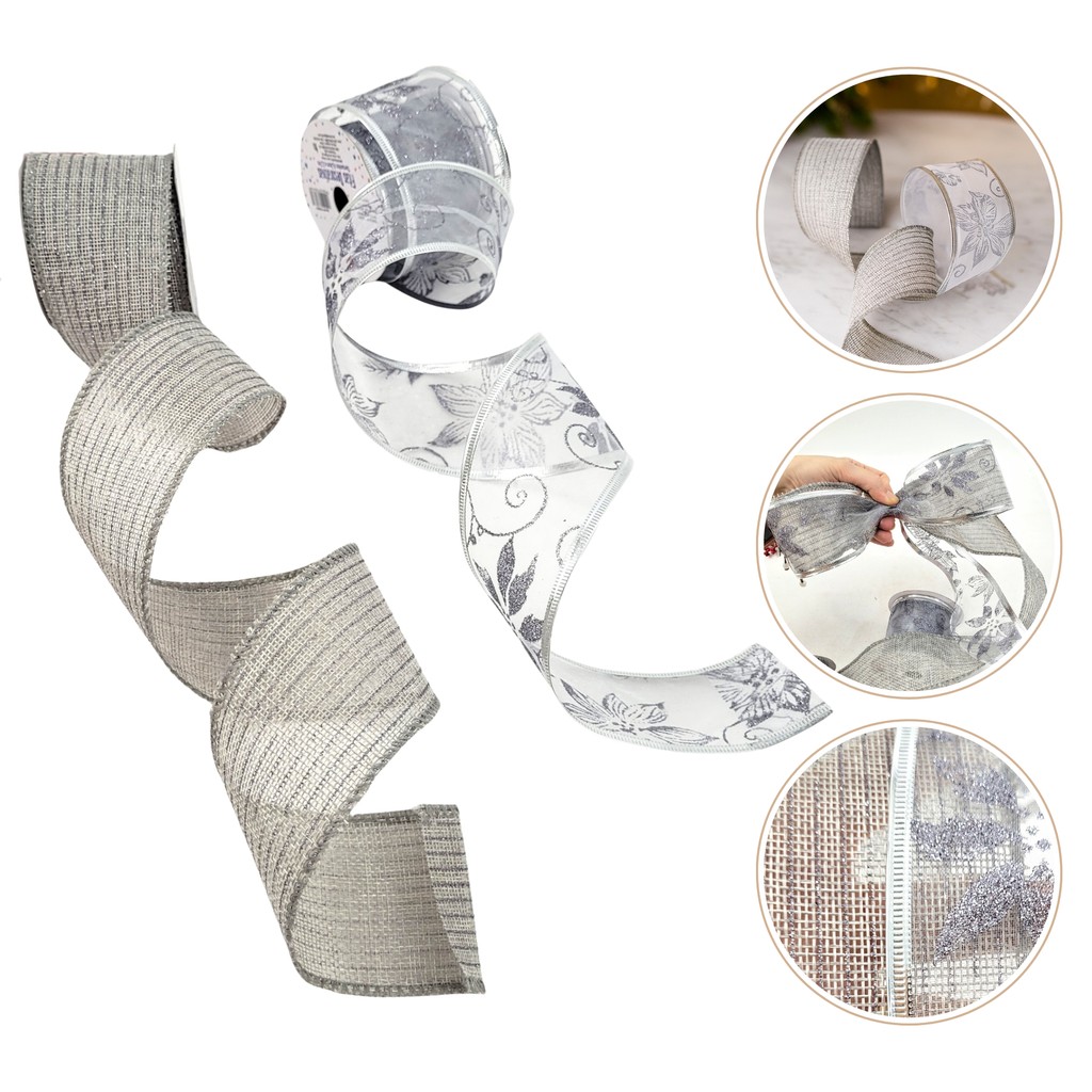 Kit 2 Fita Natalina Prata 6,3cmx2,7m Natal Aramada Decor