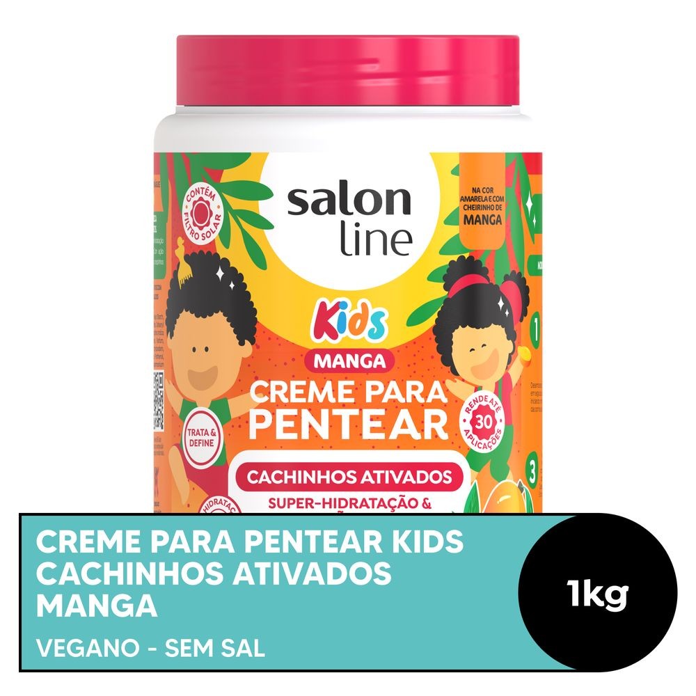 Creme para Pentear Kids Cachinhos Ativados Manga Salon Line 1kg em Oferta na Shopee