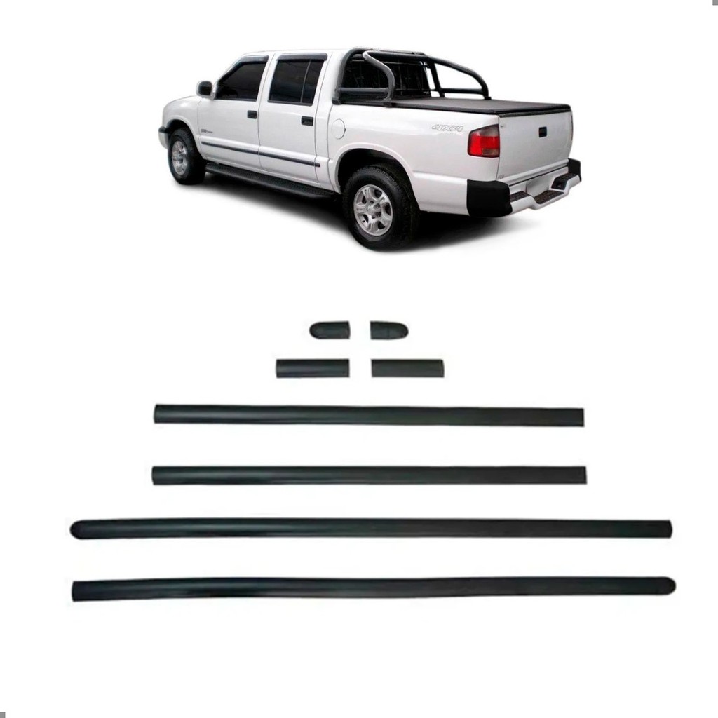 Jogo Friso Lateral S10 Cabine Dupla 1995 A 2000 8pcs Preto em Oferta na Shopee