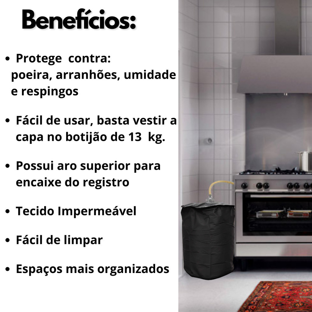 Capa Protetora para Botijão de Gás 13kg 💧 Impermeável | À Prova d’Água | Em Napa Premium — imagem 2 de 2