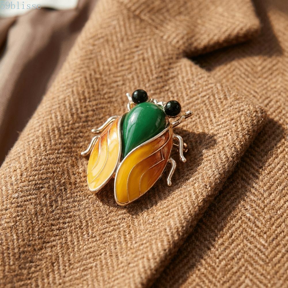 Broche De Cigarra BLISSC , Alfinete De Lapela De Inseto Semelhante A Real De Liga , Esmalte Decorativo Estilo Chinês De