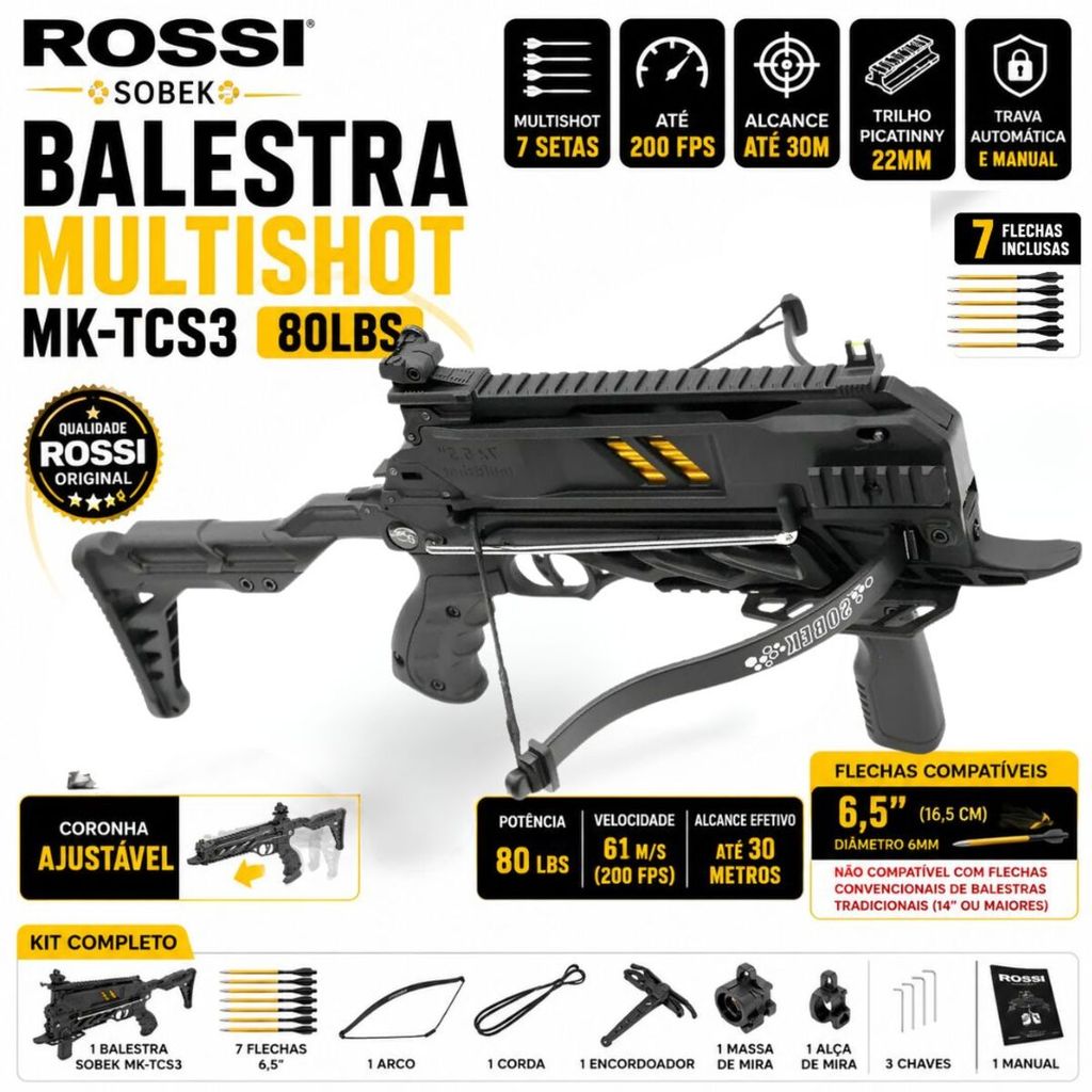 Balestra Rossi Sobek Multishot 80lbs Magazine 7 Flechas MK-TCS3