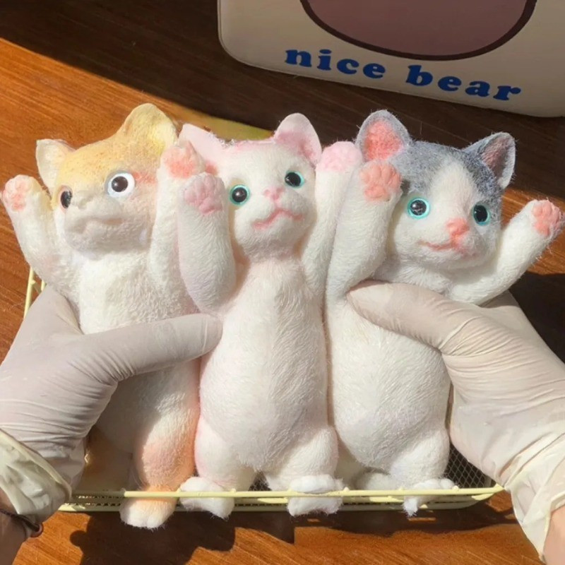 Grande Gatinho Gato Taba Mole Silicone Fuzzy Super Artesanal Squeeze Brinquedo Mochi Mão Relaxar De Liberação De Estress