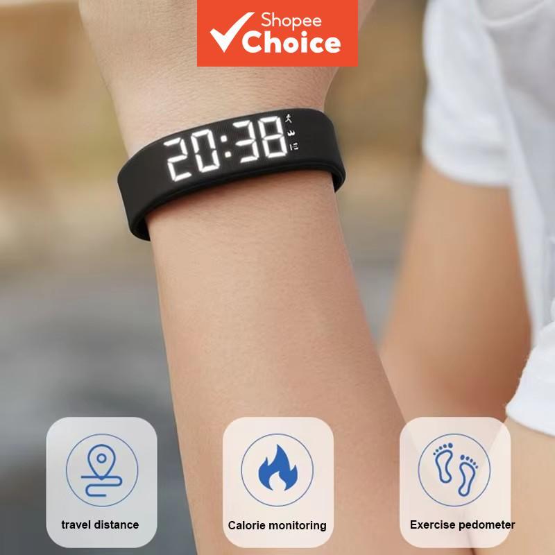Pulseira Inteligente LED Digital À Prova D'Água Relógio Inteligente com Pedômetro para Corrida Monitoramento de
