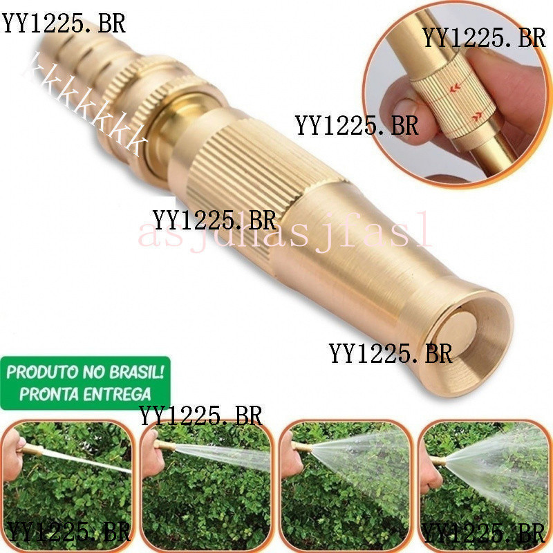 Pistola de alta pressão com acessórios de cabeça de cobre, mangueira de latão de jardim ajustável