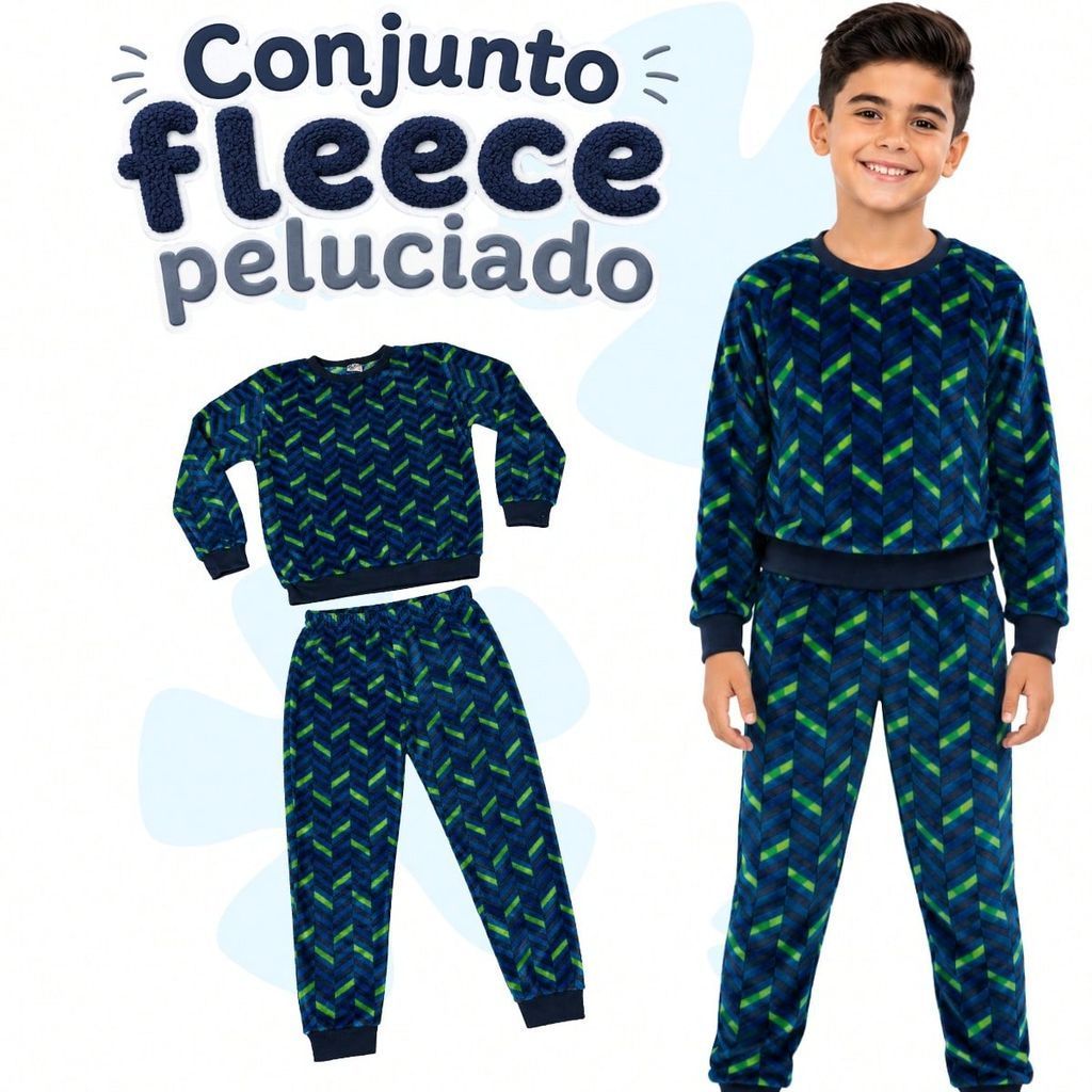 Conjunto Infantil Menino Fleece Peluciado – Ultra Macio, Térmico e Super Quentinho - Inverno