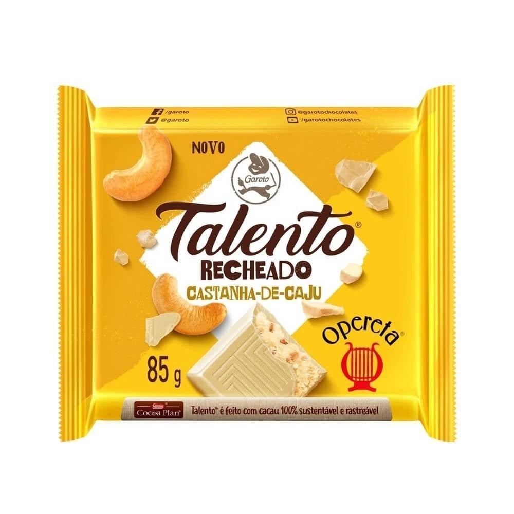 Chocolate Talento Opereta Recheado Castanha Caju 85g Embalagem com 12 Unidades
