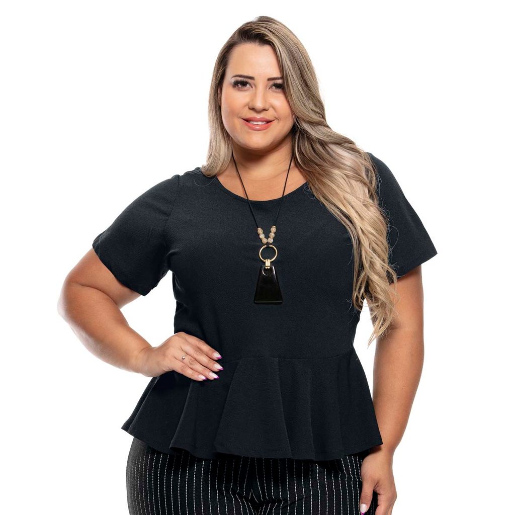 Blusa Peplum Manga Curta – Plus Size