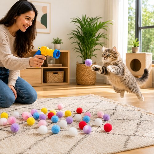 Arminha Disparo Bolinhas Brinquedo Interativo Pets Cachorro Gato Multifunção