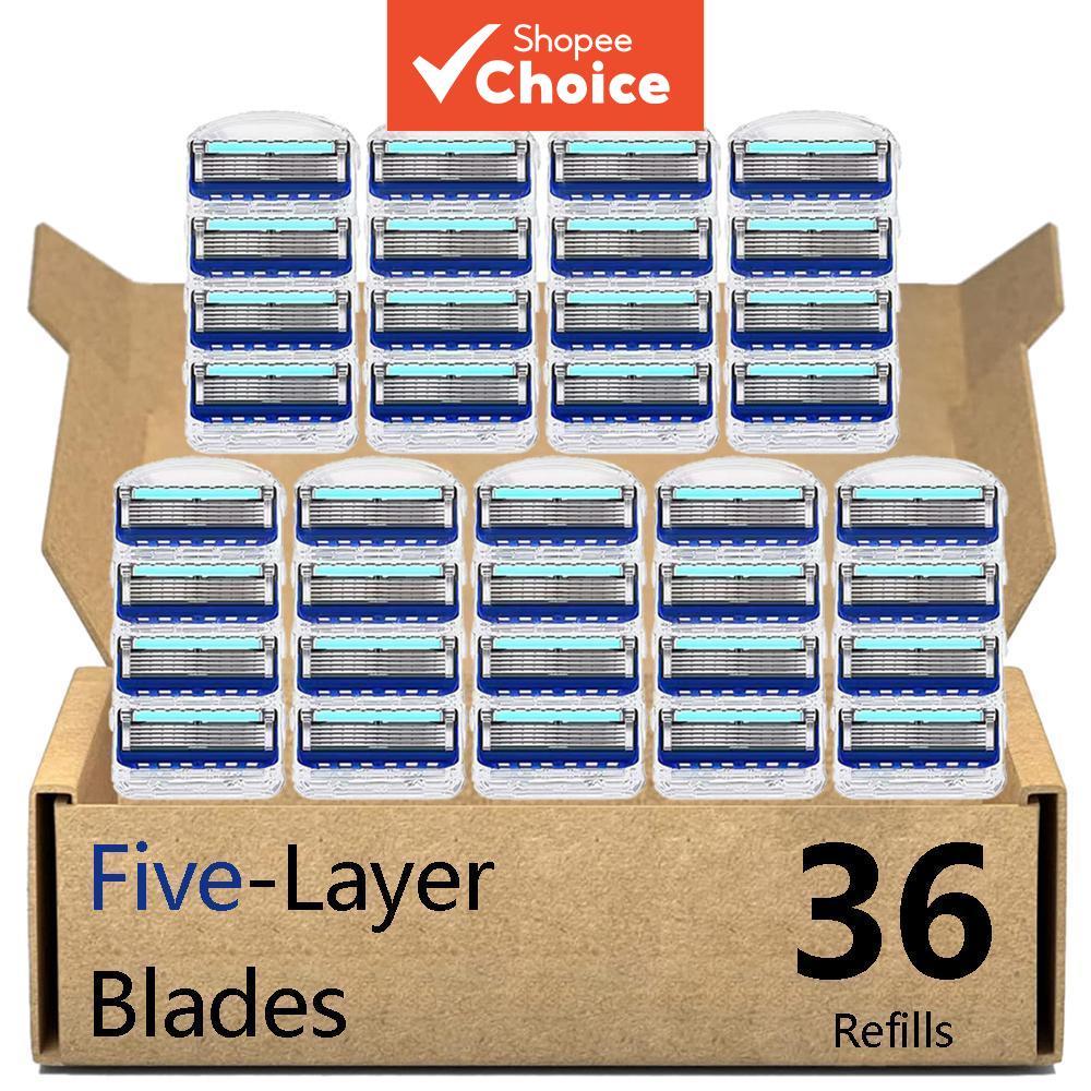 Conjunto Avançado De Lâminas De Aço Inoxidável Ultra Afiadas-36 Peças , Compatível Com Gillette Fusion 5 Proglide Proshi