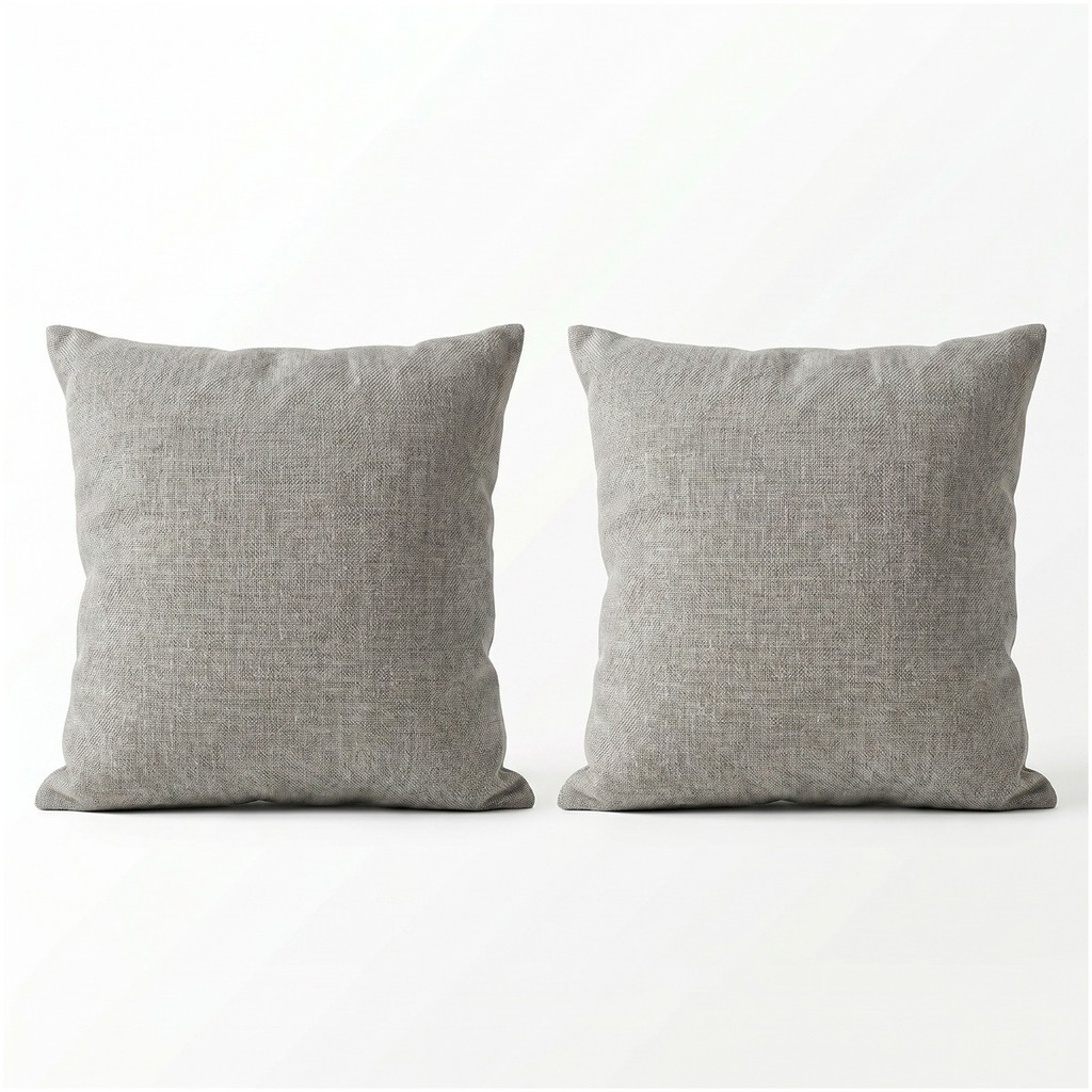 Kit 2 Almofadas Decorativa 45x45 em Linho Prata com Enchimento em Plumante Lucadi Decor