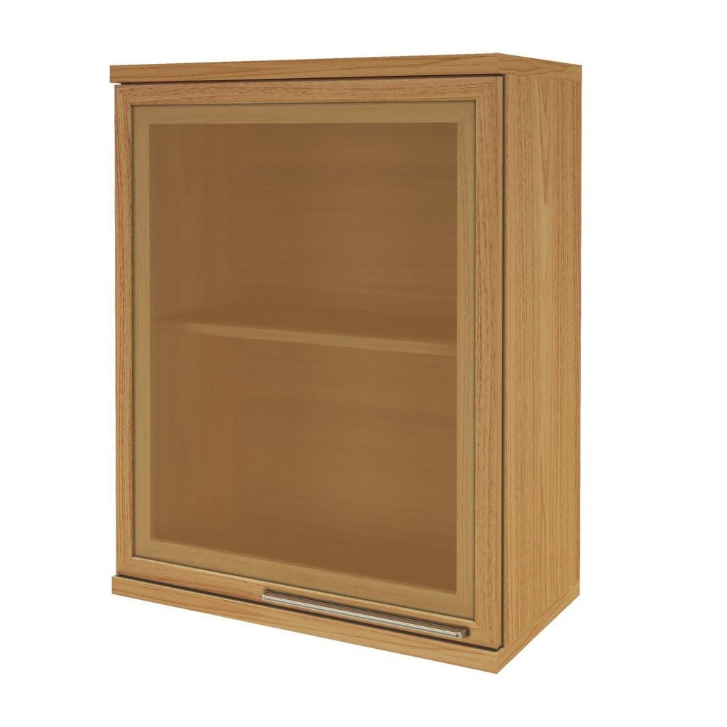 Armário Aéreo 1 Porta 60cm com Vidro Reflecta para Cozinha Modulada Madri Amarelo/Freijó