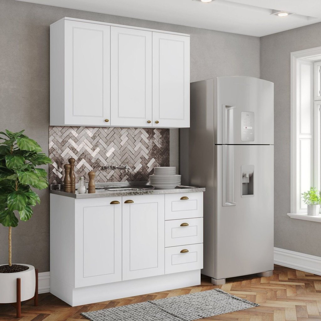Cozinha Compacta 2 Peças 100% MDF Branco HP Americana Branco HP