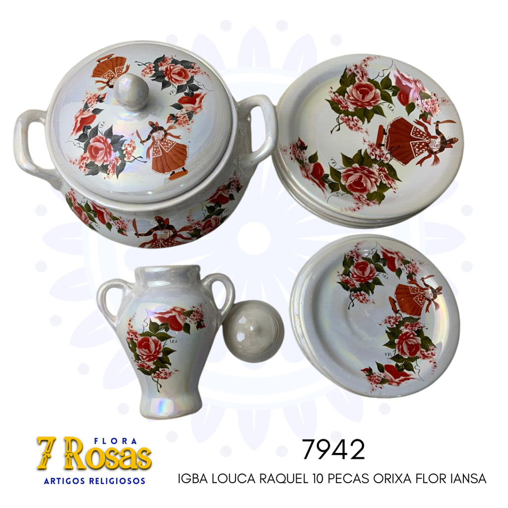 IGBA LOUCA RAQUEL 10 PECAS ORIXA IANSA FLOR