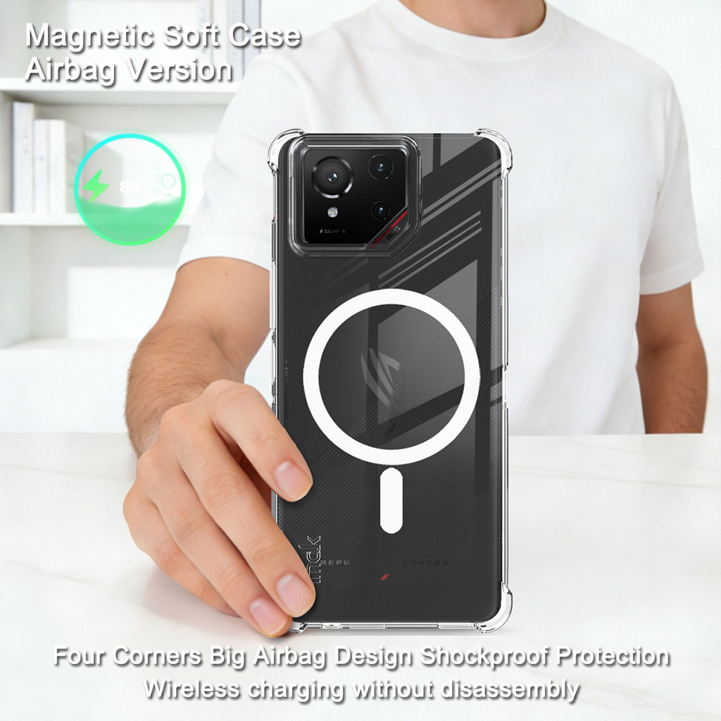 para ASUS ROG Phone 9 Pro / ROG Phone 9 FE / ROG Phone 9 - Capa de TPU Transparente com Anel Magnético IMAK, à prova de