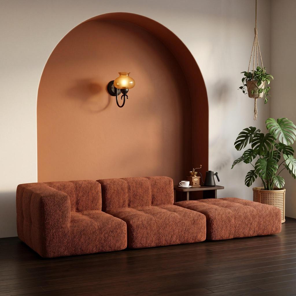 Sofá Modular Boucle Plus - 2 Lugares - 1 Canto com Apoio de Pé