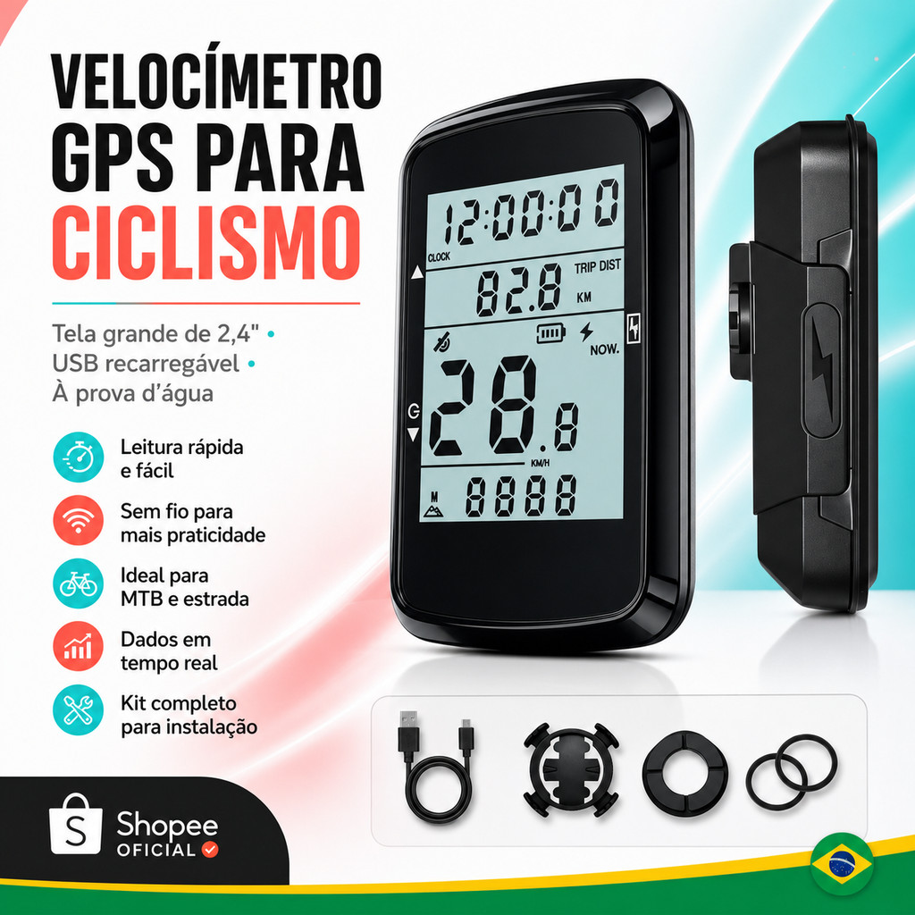 Ciclocomputador GPS Sem Fio Para Bicicleta Com Tela Grande 2 4 Polegadas Resistente A Água E Recarga USB