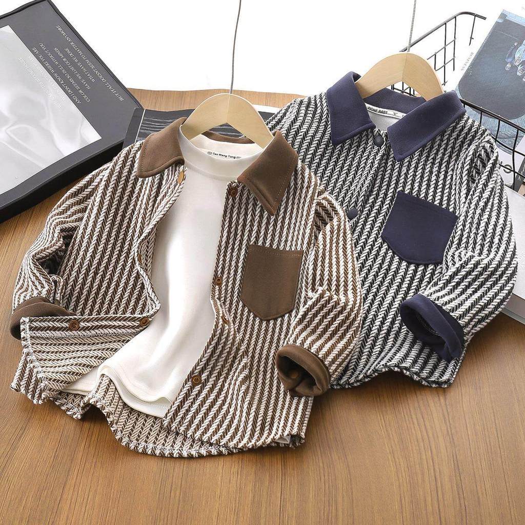 Marca crianças roupas de primavera meninos jaqueta primavera outono 2026 listrado novo topo meninos moda manga comprida 